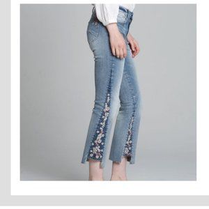 Driftwood Indie Crop Jean Floral Embroidery 26 x 26